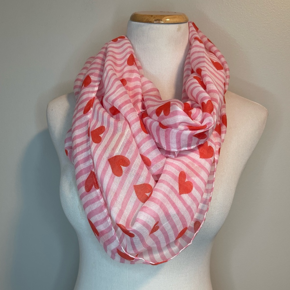Collection18 Pink Hearts Infinity Scarf NWT